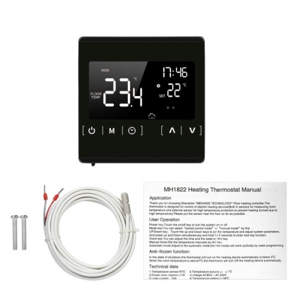 Smart LCD Touchscreen Thermostat for Home Programmable Electric Floor Heating System Water Heating Thermoregulator AC 85-250V Te