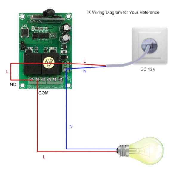 Smart Home 433Mhz RF DC 12V 2CH Learning Code Wireless Remote Control Switch