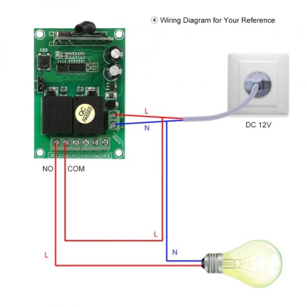 Smart Home 433Mhz RF DC 12V 2CH Learning Code Wireless Remote Control Switch