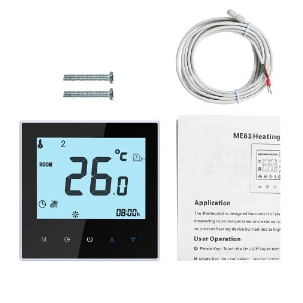 THP1000-UHPW Electric Heating Thermostat Smart WiFi Digital Temperature Controller Tuya/SmartLife APP Control Backlit LCD Displa