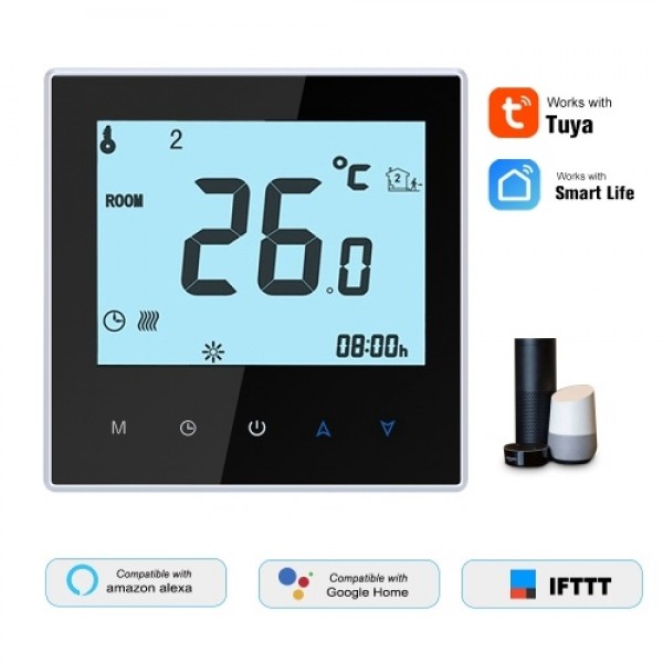 THP1000-UHPW Electric Heating Thermostat Smart WiFi Digital Temperature Controller Tuya/SmartLife APP Control Backlit LCD Displa