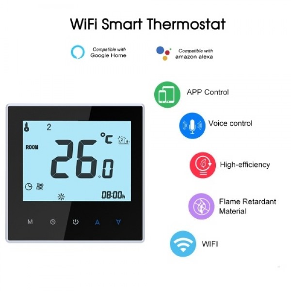 THP1000-UHPW Electric Heating Thermostat Smart WiFi Digital Temperature Controller Tuya/SmartLife APP Control Backlit LCD Displa