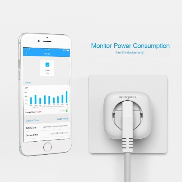 Koogeek Wi-Fi Enabled Smart Plug Compatible with Alexa Works with Apple HomeKit and the Google Assistant