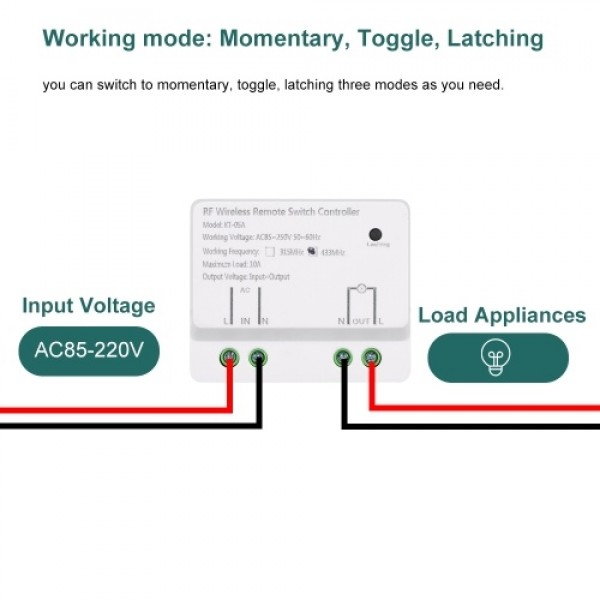 Smart Home 433Mhz AC85-250V 1CH Wireless Remote Switch Relay Receiver Transmitter Universal Remote Control Switch Module and 1PC