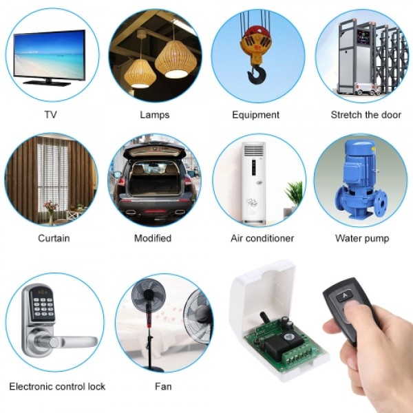 Smart Home 433Mhz RF DC 12V 2CH Learning Code Wireless Remote Control Switch