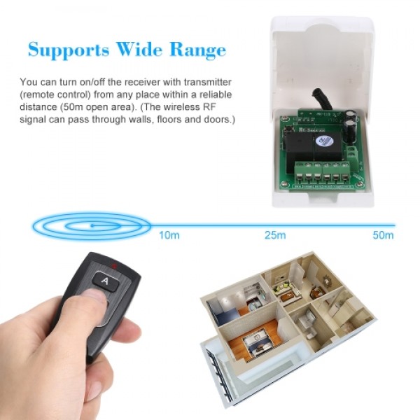 Smart Home 433Mhz RF DC 12V 2CH Learning Code Wireless Remote Control Switch