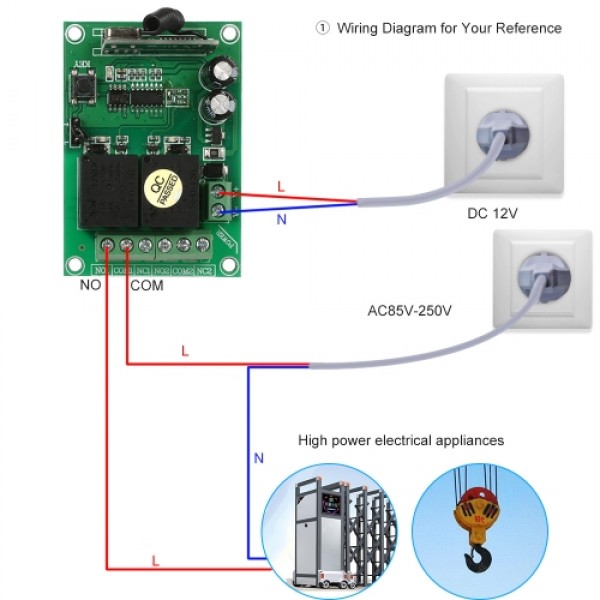 Smart Home 433Mhz RF DC 12V 2CH Learning Code Wireless Remote Control Switch