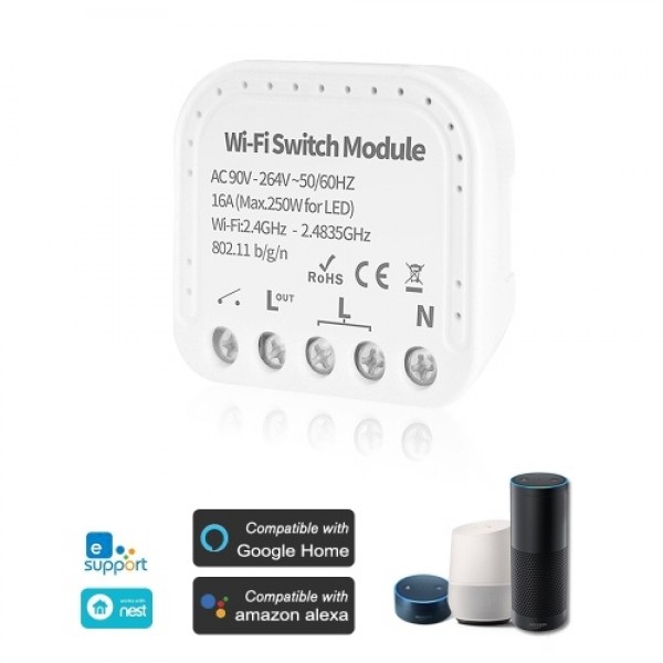 MINI Wifi Smart Light Switch 2 Way Diy Breaker Module eWeLink APP Remote Control, Compatible With Alexa Google Home/Nest IFTTT