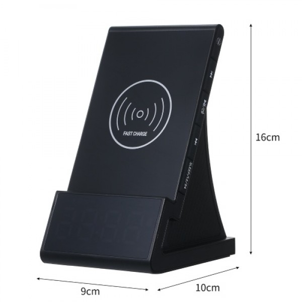 10W Wirelessly Charge BT Radio Alarm Clock Speaker