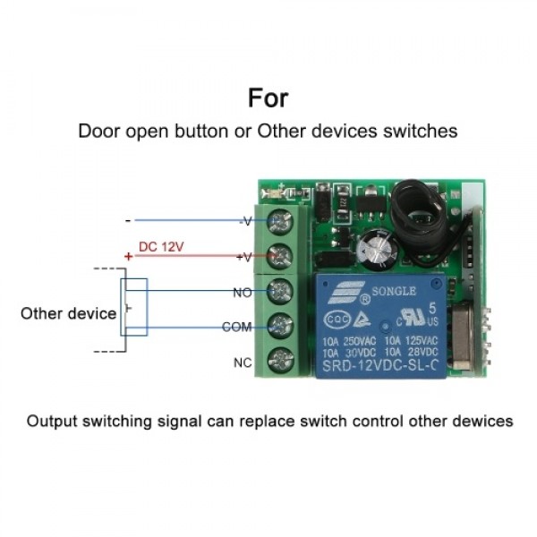 Smart Home 433Mhz DC 12V 1CH Wireless Remote Switch