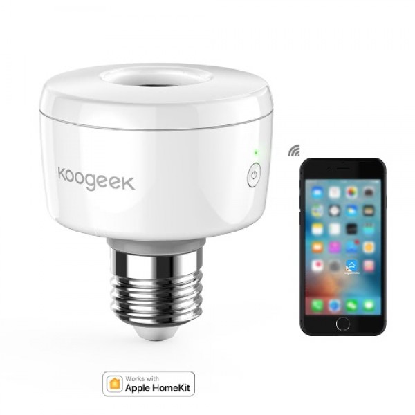 Koogeek Wi-Fi Enabled Smart Socket E26 Light Bulb Adapter Monitor Power Works with Apple HomeKit Support Siri Voice Control Home