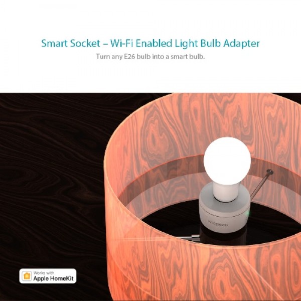 Koogeek Wi-Fi Enabled Smart Socket E26 Light Bulb Adapter Monitor Power Works with Apple HomeKit Support Siri Voice Control Home