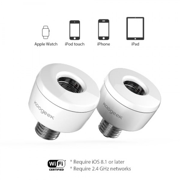 Koogeek Wi-Fi Enabled Smart Socket E26 Light Bulb Adapter Monitor Power Works with Apple HomeKit Support Siri Voice Control Home