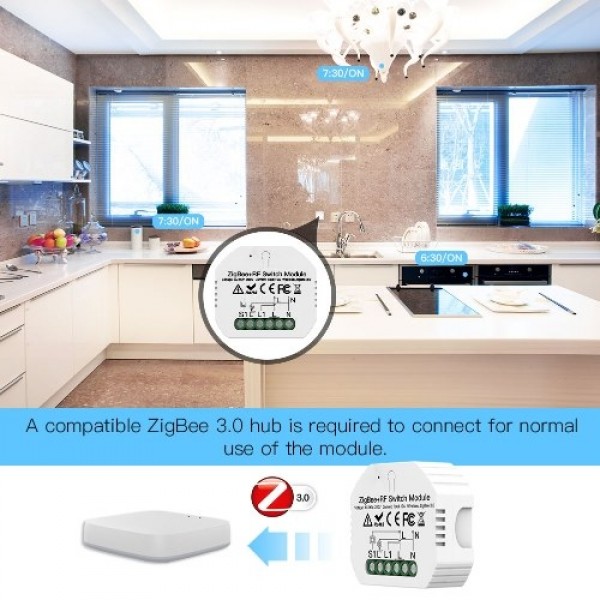 ZIGBEE3.0 Hide Breaker One Way Intelligent Switch Module APP Remote Control with Timer Function Compatible with Amazon Alexa Goo