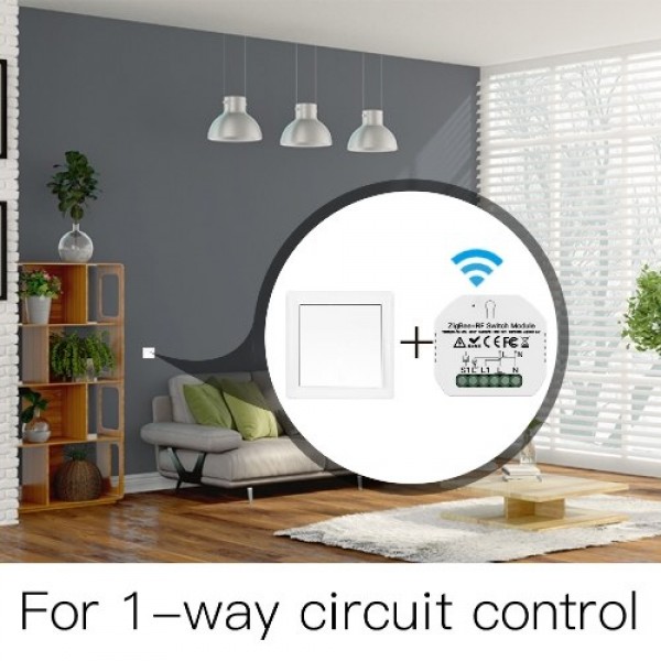 ZIGBEE3.0 Hide Breaker One Way Intelligent Switch Module APP Remote Control with Timer Function Compatible with Amazon Alexa Goo