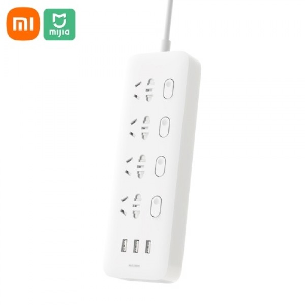 Original Xiaomi Mijia Individual Switched Power Strip Surge Protector with 4 Outlets and 3 USB Ports(2.1A) 2m Extension Power So