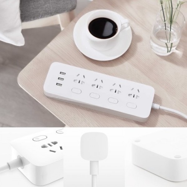 Original Xiaomi Mijia Individual Switched Power Strip Surge Protector with 4 Outlets and 3 USB Ports(2.1A) 2m Extension Power So