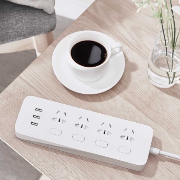 Original Xiaomi Mijia Individual Switched Power Strip Surge Protector with 4 Outlets and 3 USB Ports(2.1A) 2m Extension Power So