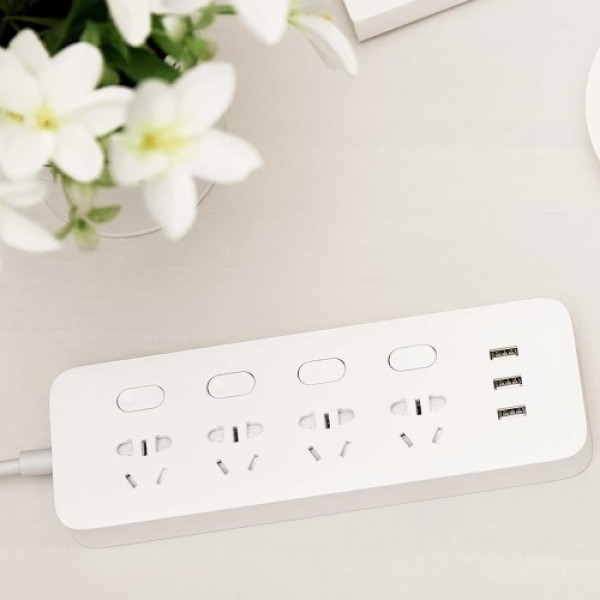 Original Xiaomi Mijia Individual Switched Power Strip Surge Protector with 4 Outlets and 3 USB Ports(2.1A) 2m Extension Power So