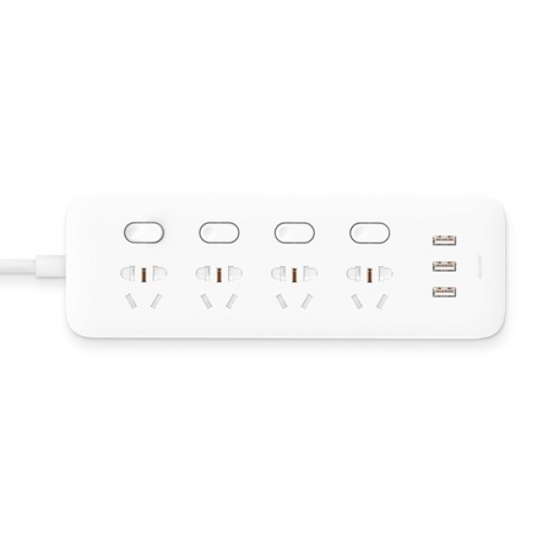 Original Xiaomi Mijia Individual Switched Power Strip Surge Protector with 4 Outlets and 3 USB Ports(2.1A) 2m Extension Power So