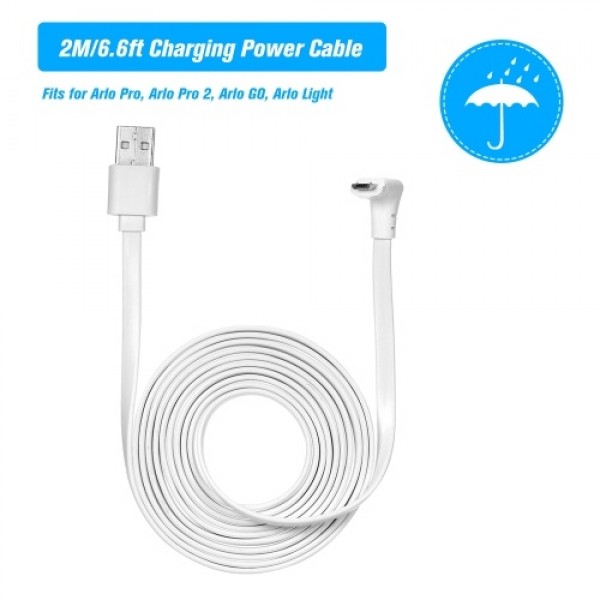 2M/6.6ft Charging Power Cable Fits for Arlo Pro, Arlo Pro 2, Arlo GO, Arlo Light