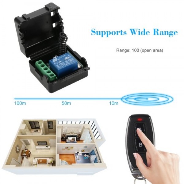 Smart Home 433Mhz DC 12V 1CH Wireless Remote Switch Relay Receiver Transmitter Universal Remote Control Switch Module and 2PCS R