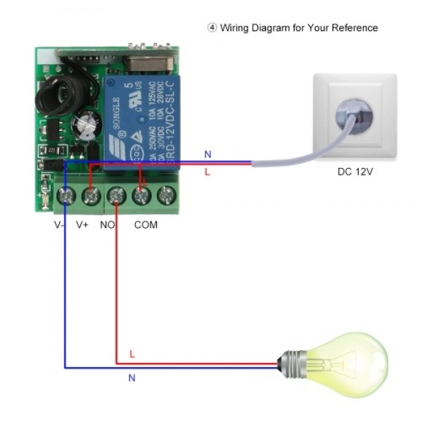 Smart Home 433Mhz DC 12V 1CH Wireless Remote Switch Relay Receiver Transmitter Universal Remote Control Switch Module and 2PCS R