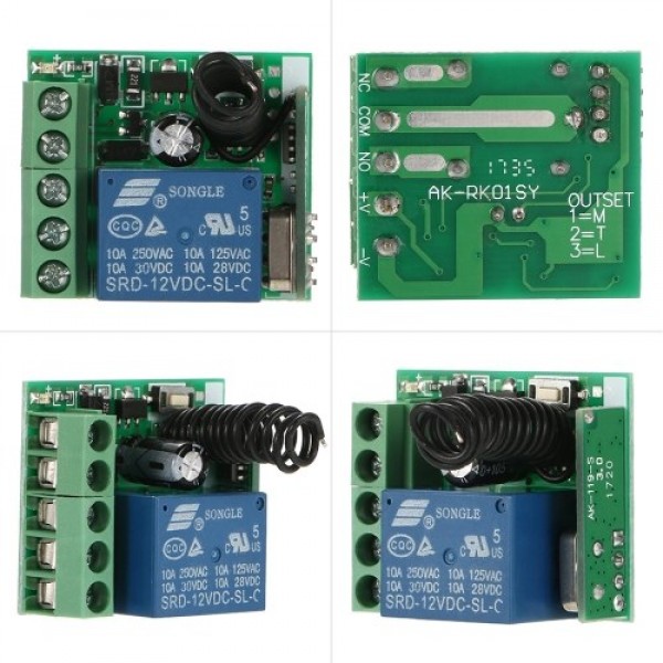 Smart Home 433Mhz DC 12V 1CH Wireless Remote Switch Relay Receiver Transmitter Universal Remote Control Switch Module and 2PCS R