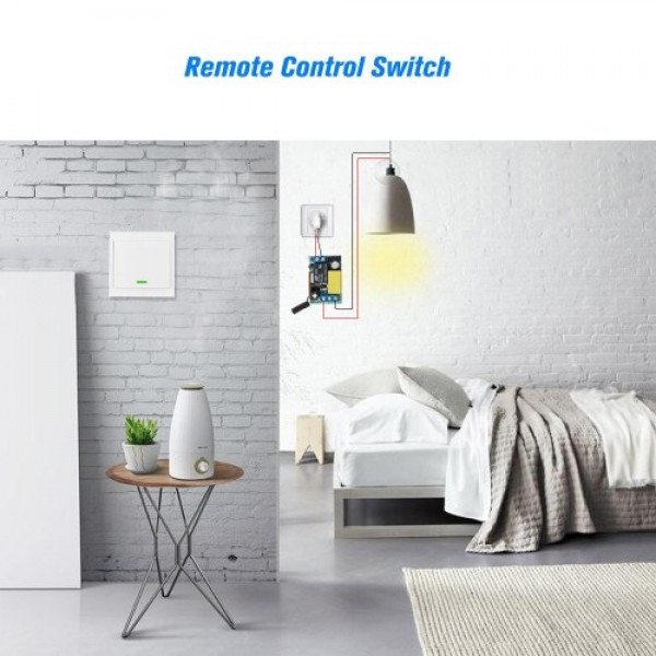 Wireless Remote Control Switch AC 220V Receiver 1 Gang 433MHz  Panel Remote Transmitter