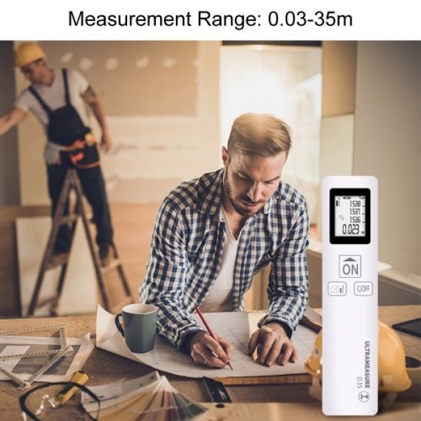 D35 Laser Rangefinder Infrared Measurement 115ft 35m Portable Mini Laser Distance Area Meter Battery Powered Digital Distance Me