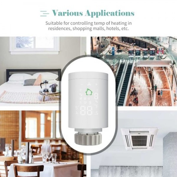 Weekly Programmable Smart Thermostatic Valve WiFi Radiator Temperature Controller APP Remote Control Backlit Touchscreen