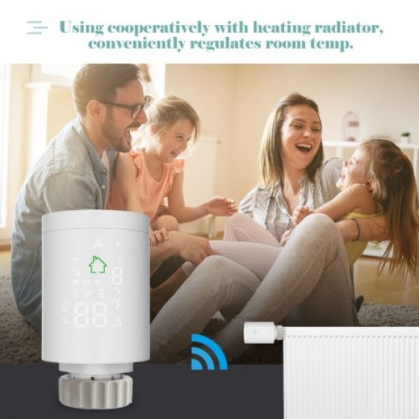 Weekly Programmable Smart Thermostatic Valve WiFi Radiator Temperature Controller APP Remote Control Backlit Touchscreen