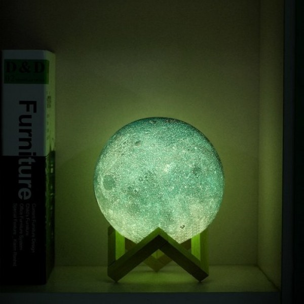 8cm/3.15in 3D Printing Star Moon Lamp USB Led Moon Shaped Table Night Light