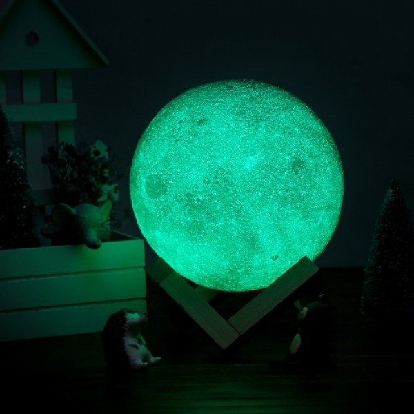 8cm/3.15in 3D Printing Star Moon Lamp USB Led Moon Shaped Table Night Light