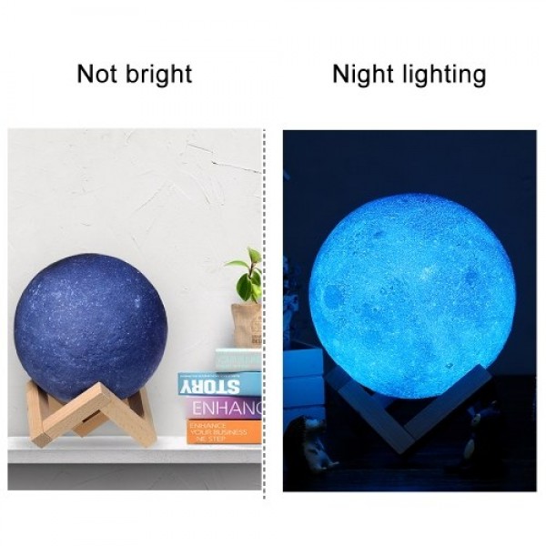 8cm/3.15in 3D Printing Star Moon Lamp USB Led Moon Shaped Table Night Light