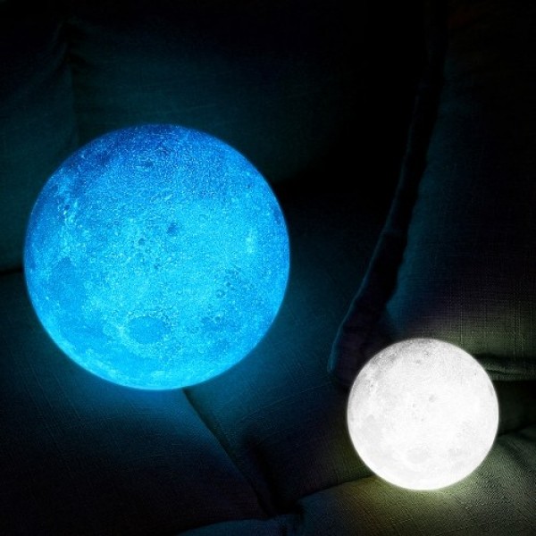 8cm/3.15in 3D Printing Star Moon Lamp USB Led Moon Shaped Table Night Light