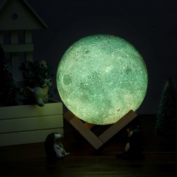 8cm/3.15in 3D Printing Star Moon Lamp USB Led Moon Shaped Table Night Light