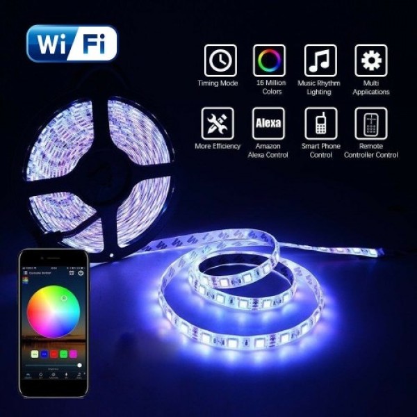 5M Smart Light Strips WIFI Control Color Changing LED