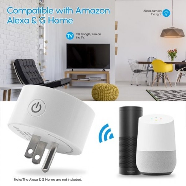 Amazon Alexa Smart Socket US Standard Graffiti Smart Cross-border WiFi Voice Control Timer Switch white