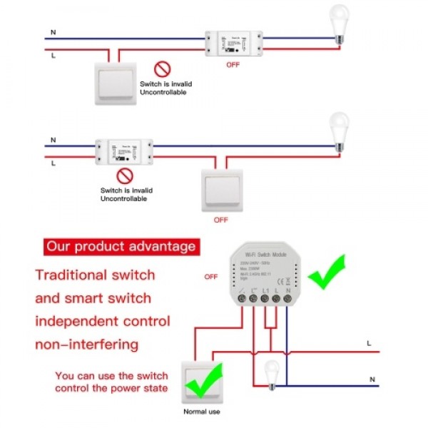 Wifi Intelligent Light Switch DIY Breaker Module APP Remote Control