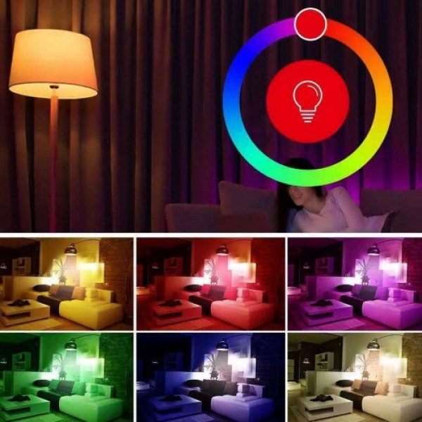 E27 Smart Bulb RGB LED Light Bulb Dimmable and Adjustable Brightness Tuya App Remote Control Works with Google/Alexa