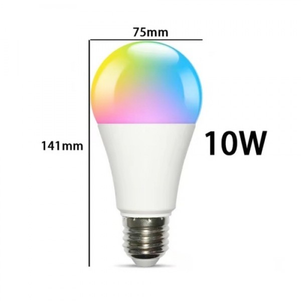 E27 Smart Bulb RGB LED Light Bulb Dimmable and Adjustable Brightness Tuya App Remote Control Works with Google/Alexa