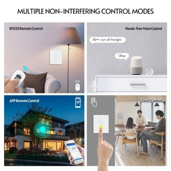 Wi-Fi Smart Voice Control Switch Light Remote Control No Neutral &amp; Hub Required