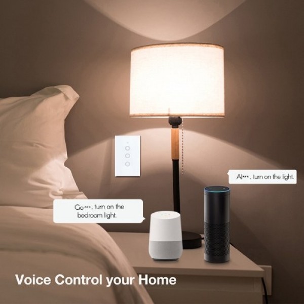 Wi-Fi Smart Voice Control Switch Light Remote Control No Neutral &amp; Hub Required