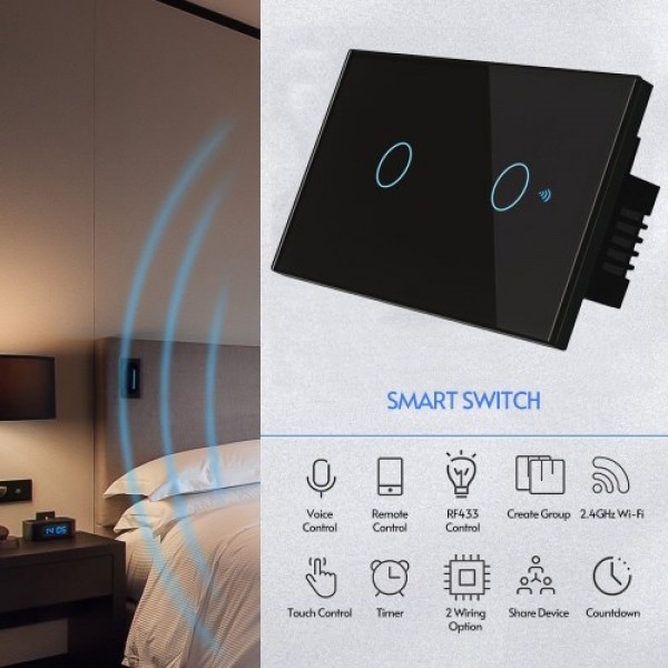 Wi-Fi Smart Voice Control Switch Light Remote Control No Neutral &amp; Hub Required