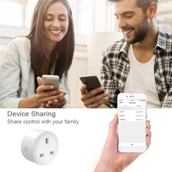 BSD29 10A WiFi Smart Socket UK Plug Smart Life APP Remote Control Voice Control Compatible with Amazon Alexa &amp; Google Assist