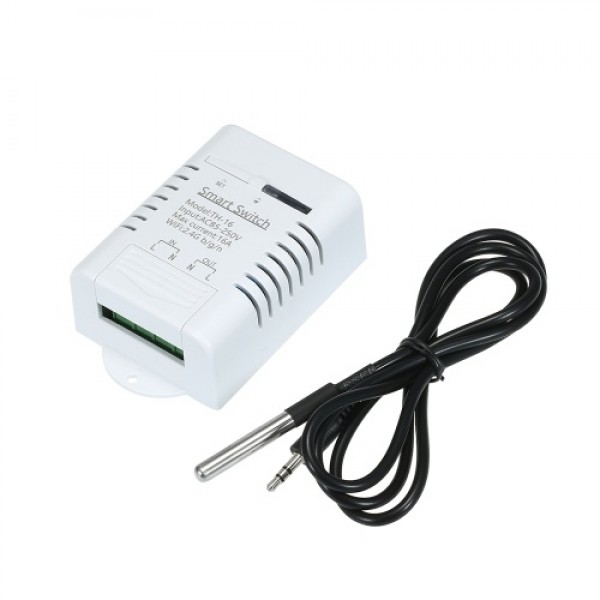 TH-16 Smart Wifi Switch Compatible with Sonoff &amp; EWeLink 16A/3500W Monitoring Temperature Wireless Home Automation Kit