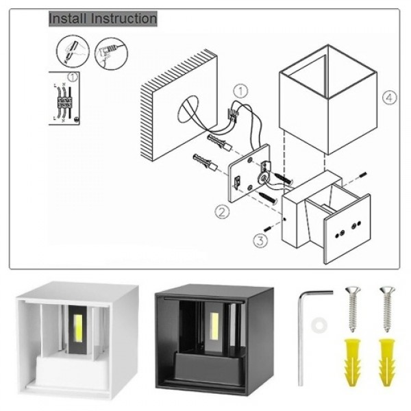 Modern COB LED Waterproof Wall Lamp Warm white light 12W