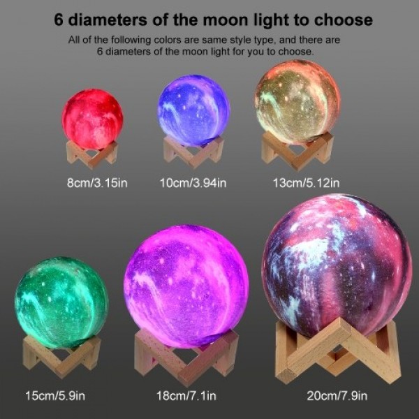 10cm/3.94in 3D Printing Star Moon Lamp