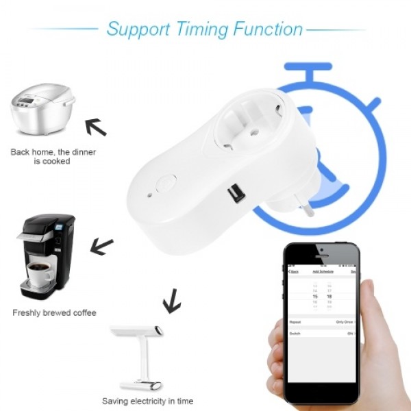 Smart WiFi Socket EU Type E with USB Outlet Remote Control